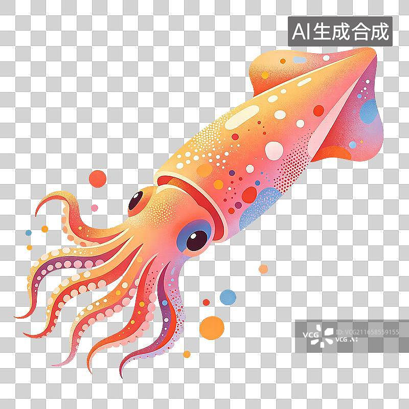 【AI数字艺术】乌贼海鲜插画图片素材
