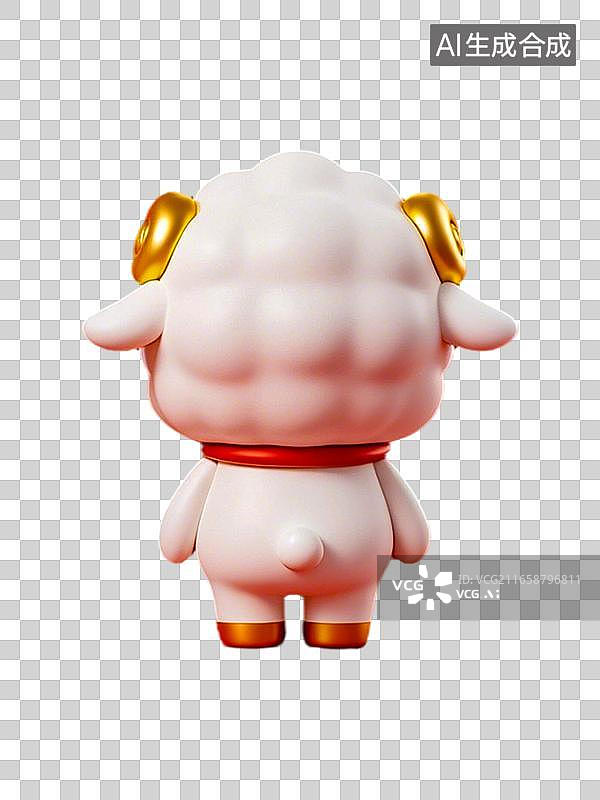 【AI数字艺术】2027羊年萌系卡通3D吉祥物设计 三视图正面侧面背面 清新治愈可爱软胶质感盲盒玩具玩偶公仔IP角色图片素材