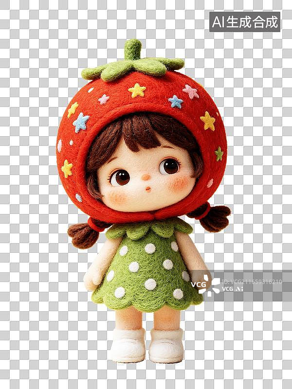 【AI数字艺术】森系温柔风羊毛毡 DIY 番茄少女玩偶桌面摆件头像图片素材