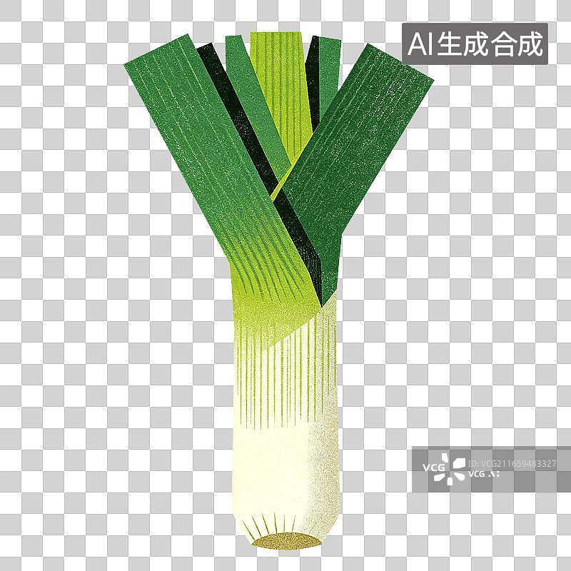 【AI数字艺术】绿色纹理风格的大葱插画图片素材