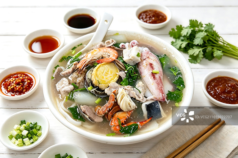 海鲜粿条汤，潮汕美食图片素材