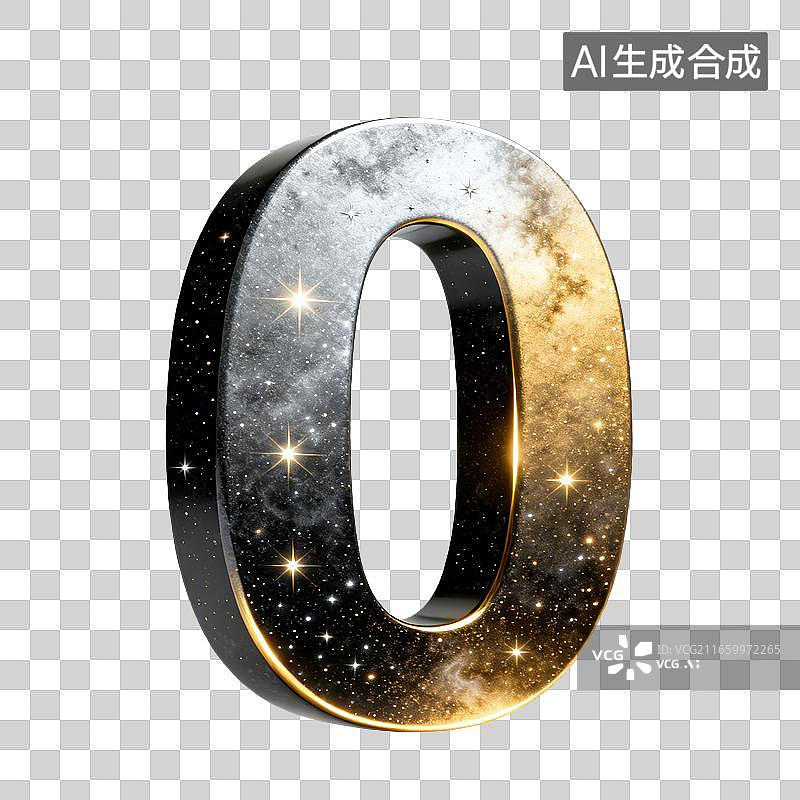 【AI数字艺术】3D星空鎏金数字元素图片素材