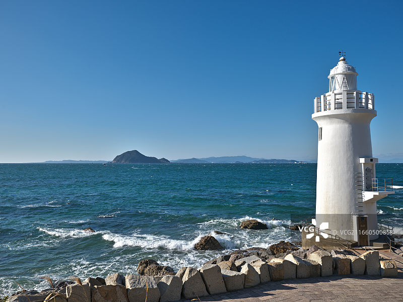 伊良湖岬灯塔守望渥美半岛海浪图片素材