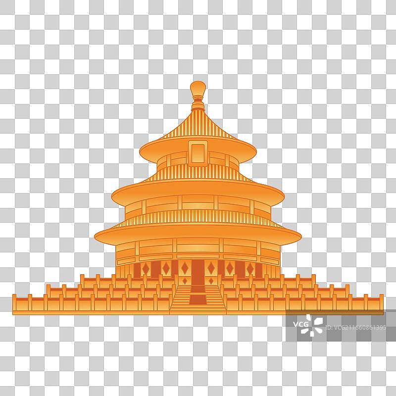国潮新中式风格中轴线建筑天坛插画免抠元素图片素材