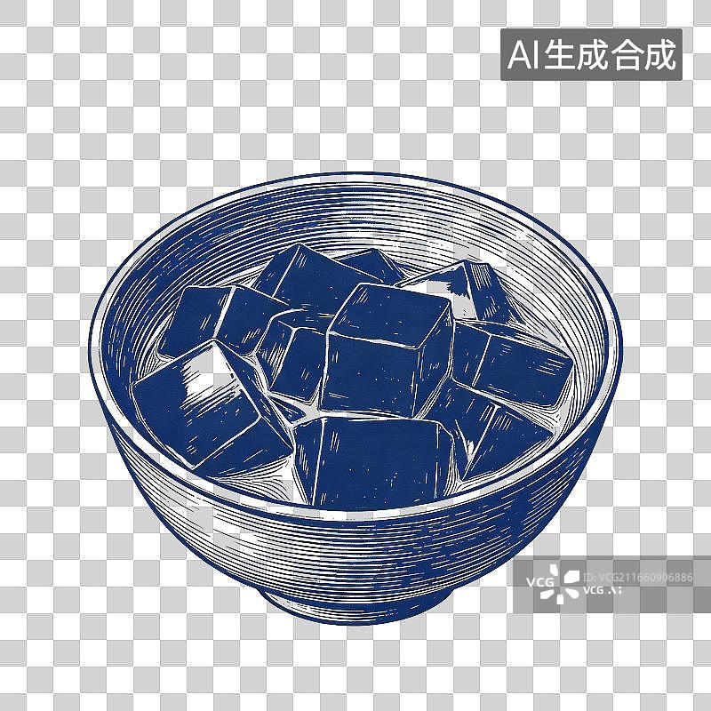 【AI数字艺术】复古线稿小吃版画_龟苓膏图片素材