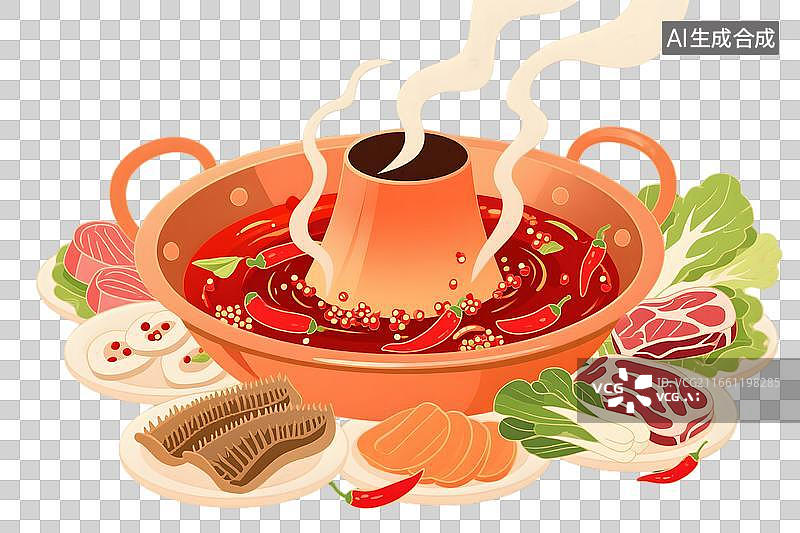 【AI数字艺术】麻辣火锅与新鲜食材图片素材