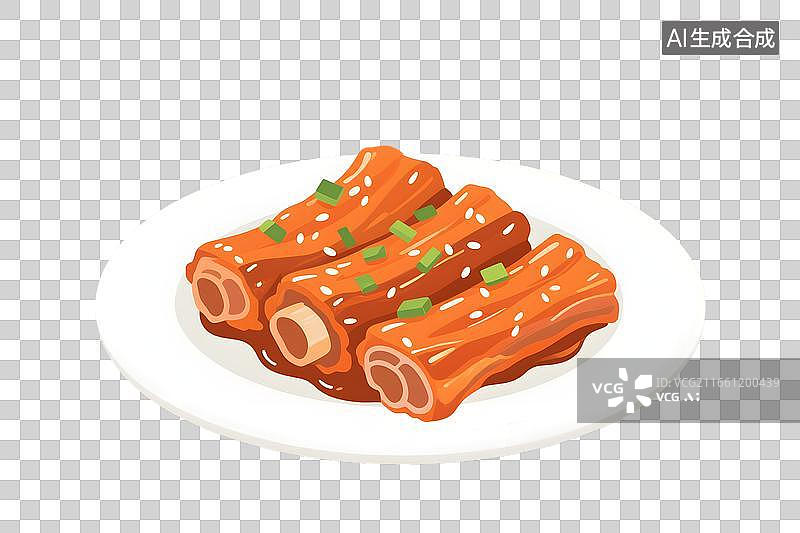 【AI数字艺术】红烧排骨美食插画图片素材