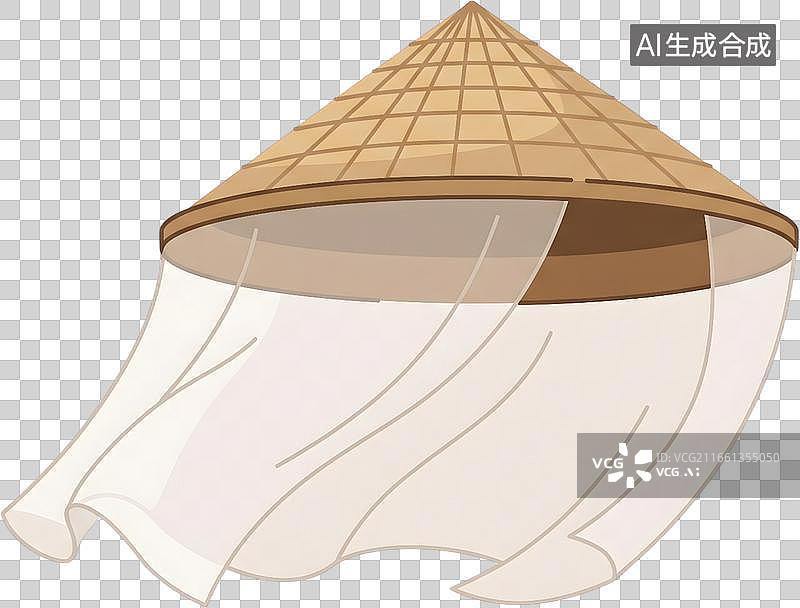 【AI数字艺术】卡通风格带蚊帐的竹编斗笠图片素材