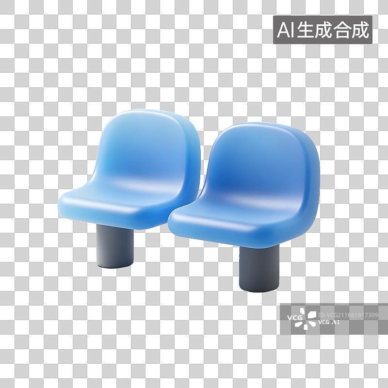 【AI数字艺术】3D磨砂玻璃材质公共并排休息座椅元素图片素材