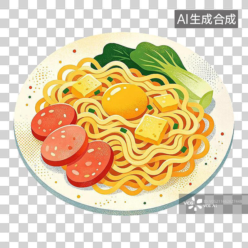 【AI数字艺术】炒面美食插画图片素材