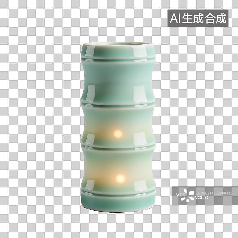【AI数字艺术】青瓷竹节造型香薰灯散发暖光图片素材