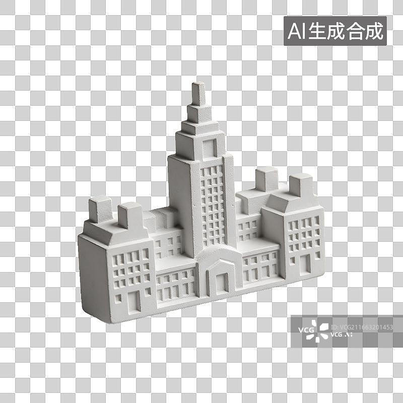 【AI数字艺术】白色立体城市建筑模型摆件图片素材