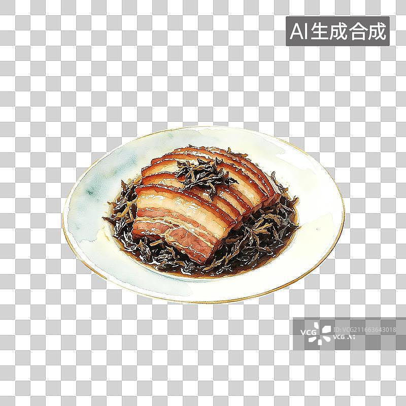 【AI数字艺术】水彩画家常菜_梅干菜扣肉图片素材