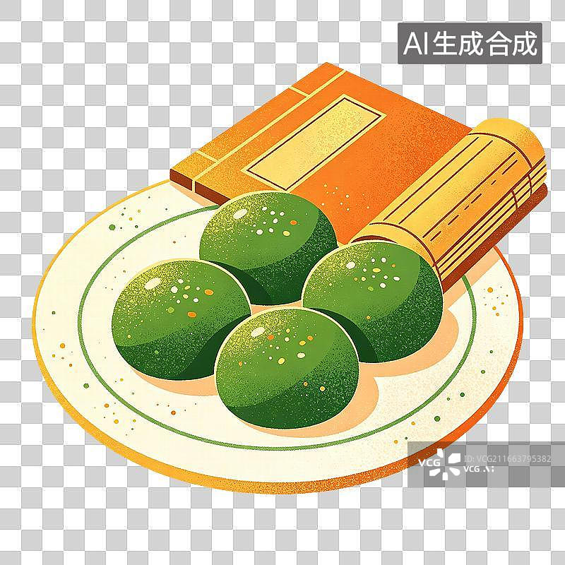【AI数字艺术】青团食物插画图片素材