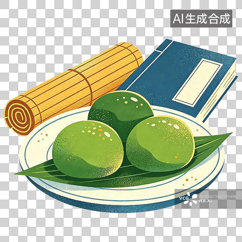【AI数字艺术】青团食物插画图片素材