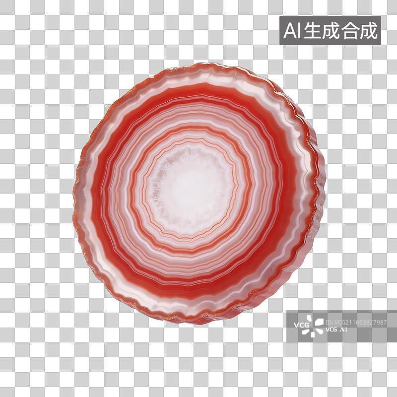 【AI数字艺术】红白相间层状玛瑙切片圆形特写图片素材