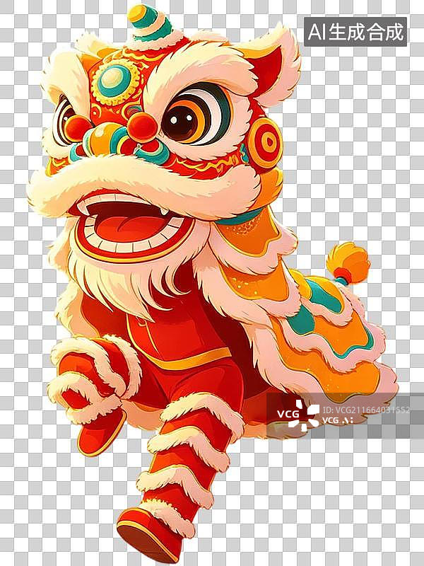 【AI数字艺术】节日插画 红色两只舞狮 烟花盛放 国风绘画笔触 团圆喜乐 新春banner活动海报电商首页背景喜庆图片素材