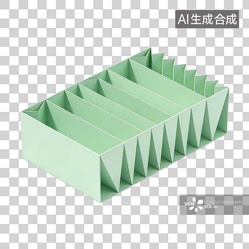 【AI数字艺术】浅绿色折叠式收纳盒分隔储物盒图片素材