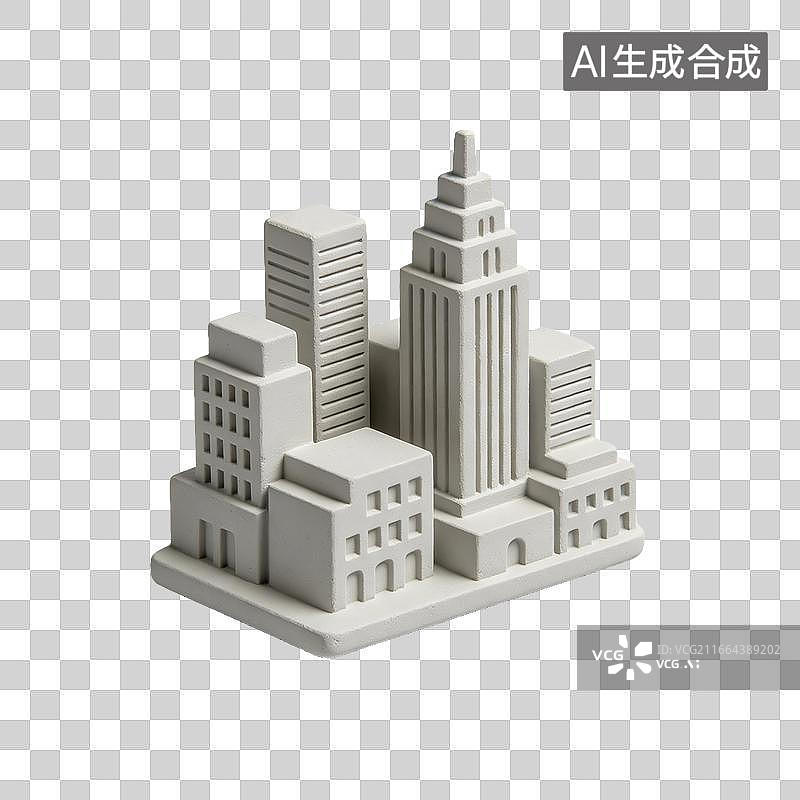 【AI数字艺术】白色立体城市建筑模型摆件图片素材