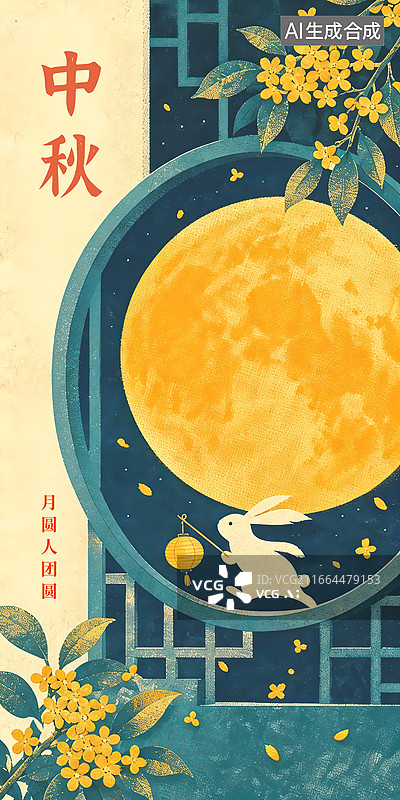 【AI数字艺术】中秋节海报设计模板图片素材