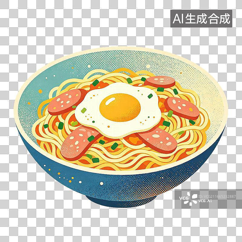 【AI数字艺术】炒面美食插画图片素材