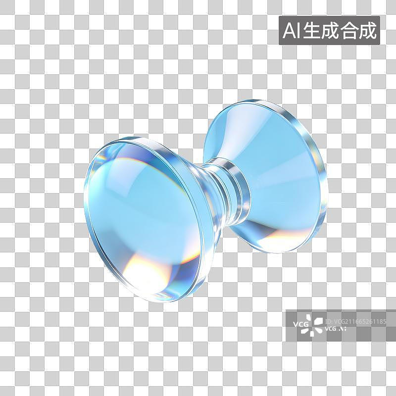 【AI数字艺术】蓝色透明双球形玻璃装饰品图片素材