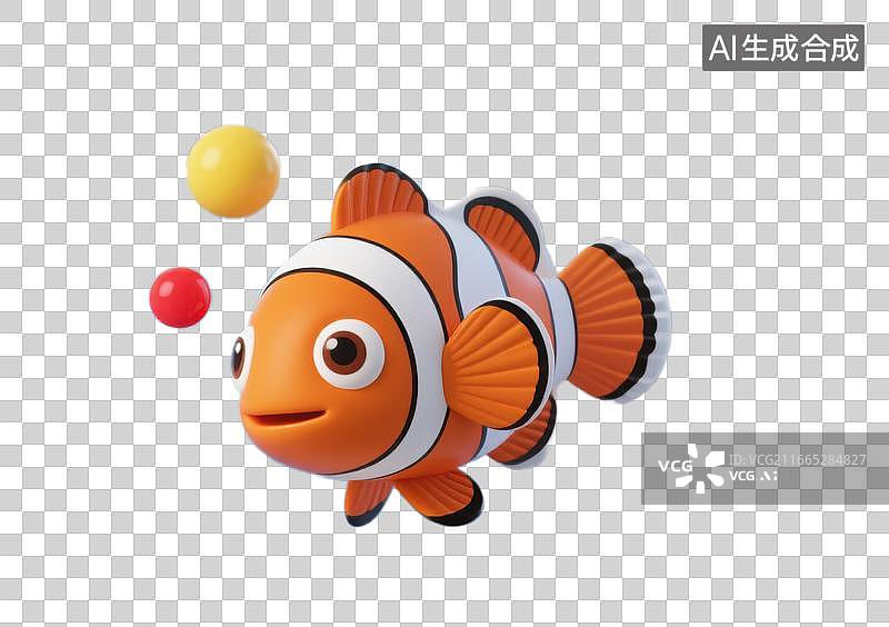 【AI数字艺术】3D三维粘土小丑鱼元素图片素材