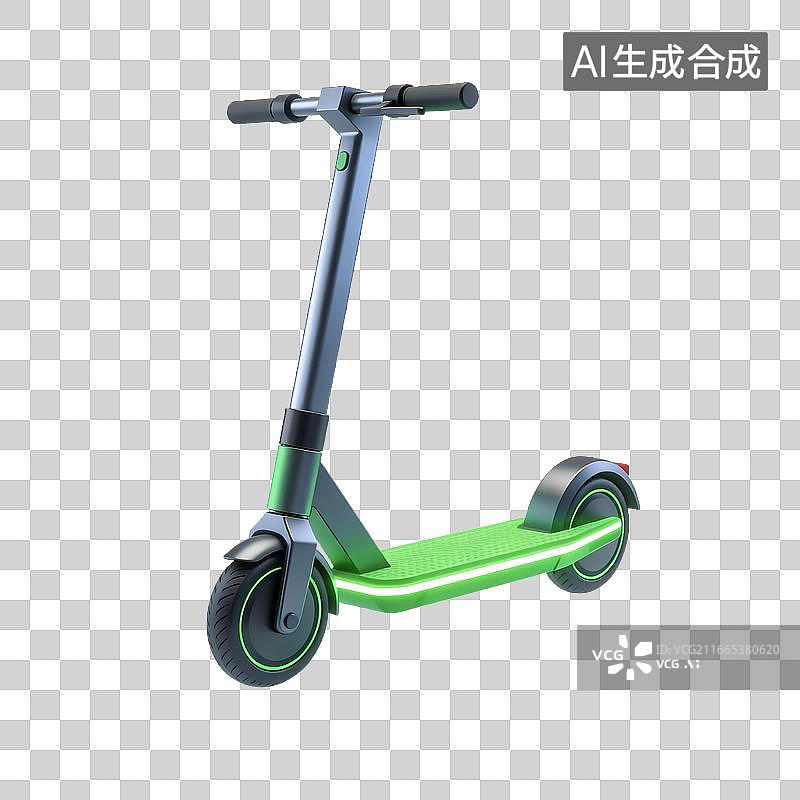 【AI数字艺术】绿色踏板电动滑板车侧面展示图片素材