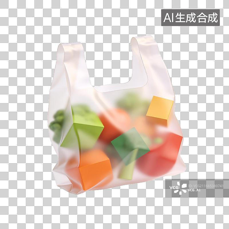 【AI数字艺术】透明塑料袋装着彩色积木块图片素材