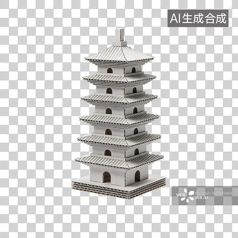 【AI数字艺术】白色多层塔式建筑模型立体展示图片素材