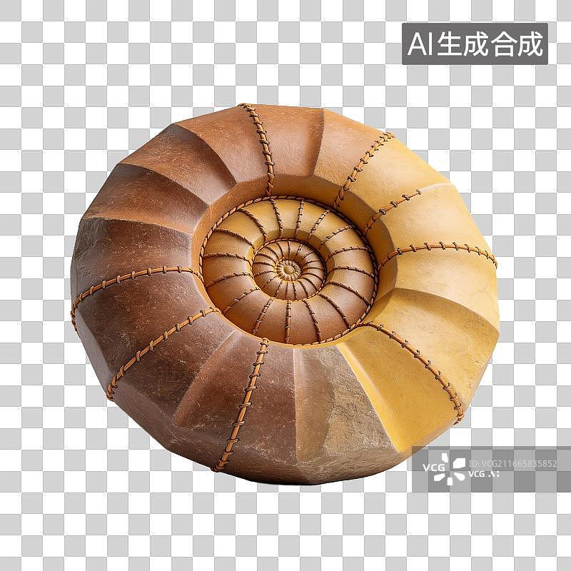 【AI数字艺术】螺旋状皮革缝线装饰圆形坐垫图片素材