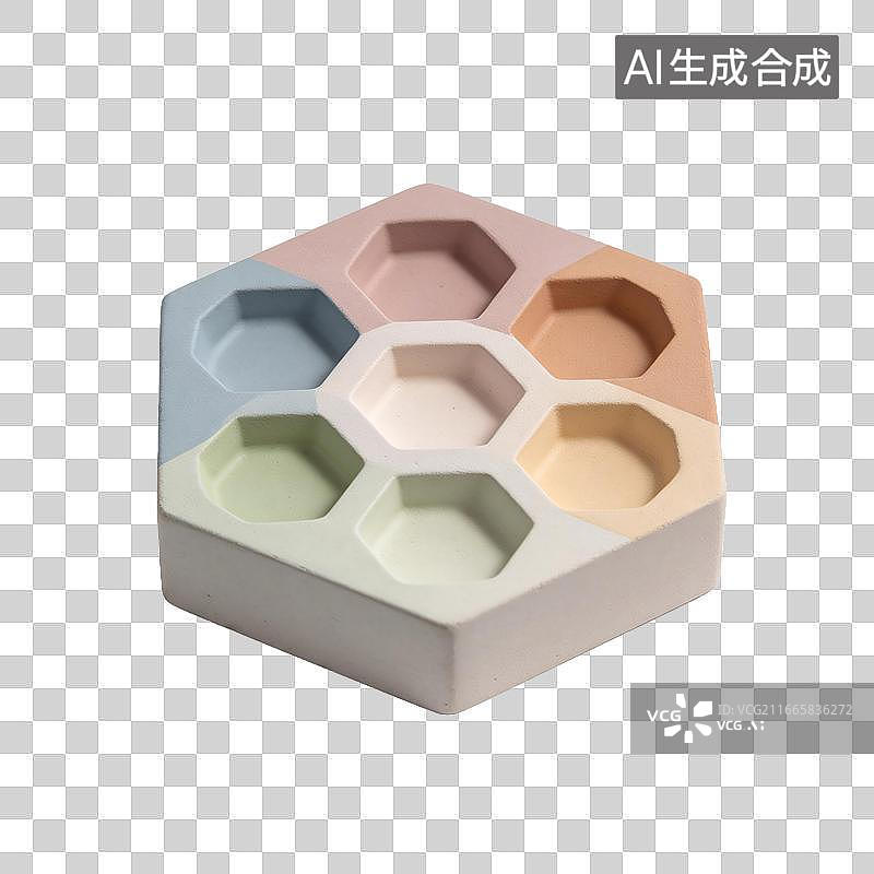 【AI数字艺术】六边形彩色分格收纳盒图片素材