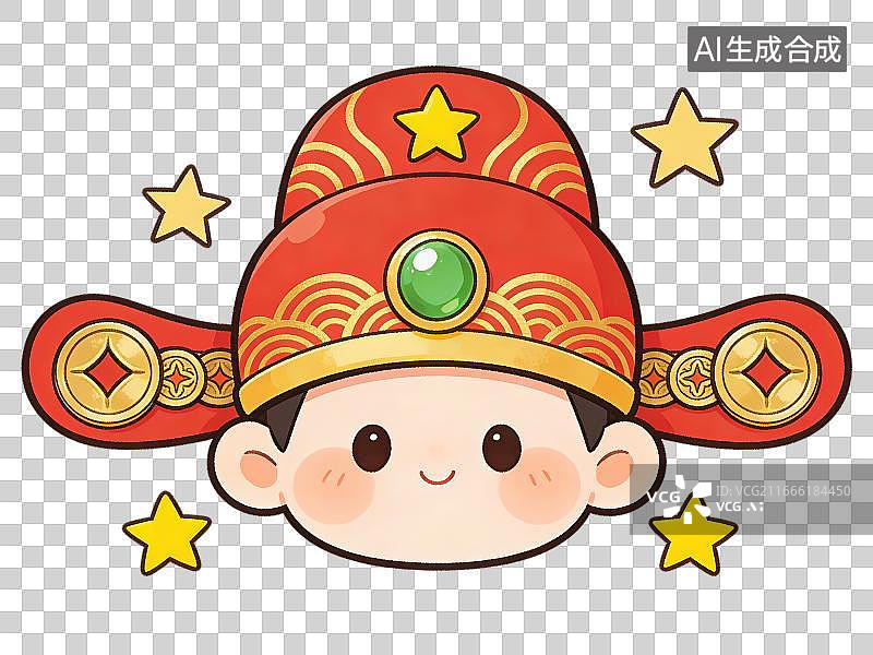 【AI数字艺术】3D渲染免抠图形元素卡通状元帽财神帽和四角星星图片素材