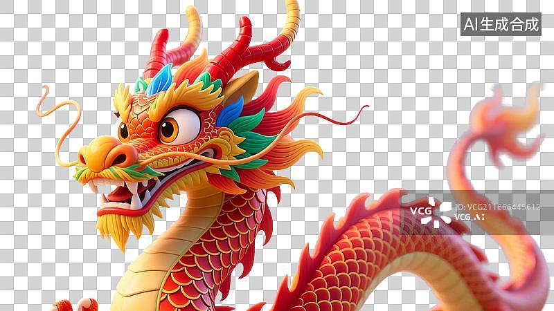 【AI数字艺术】彩色中国龙盘旋飞舞形象图片素材