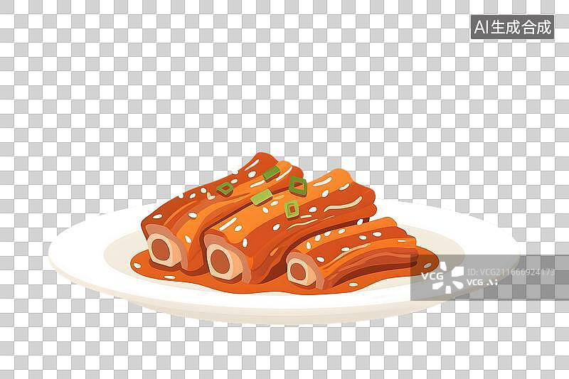 【AI数字艺术】红烧排骨美食插画图片素材