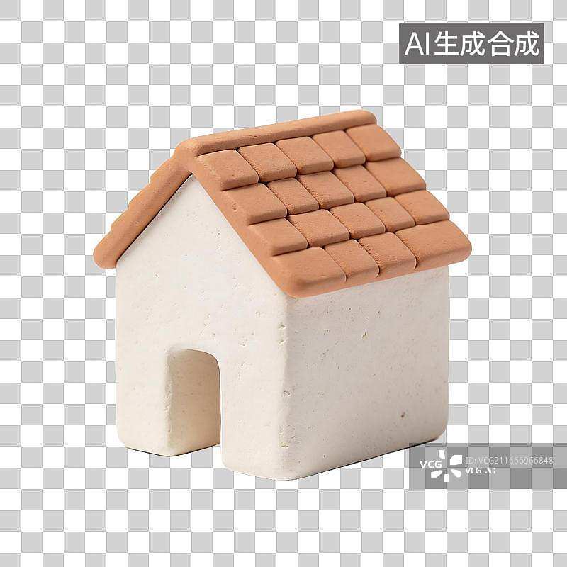 【AI数字艺术】白色小屋配橙色瓦片屋顶模型图片素材