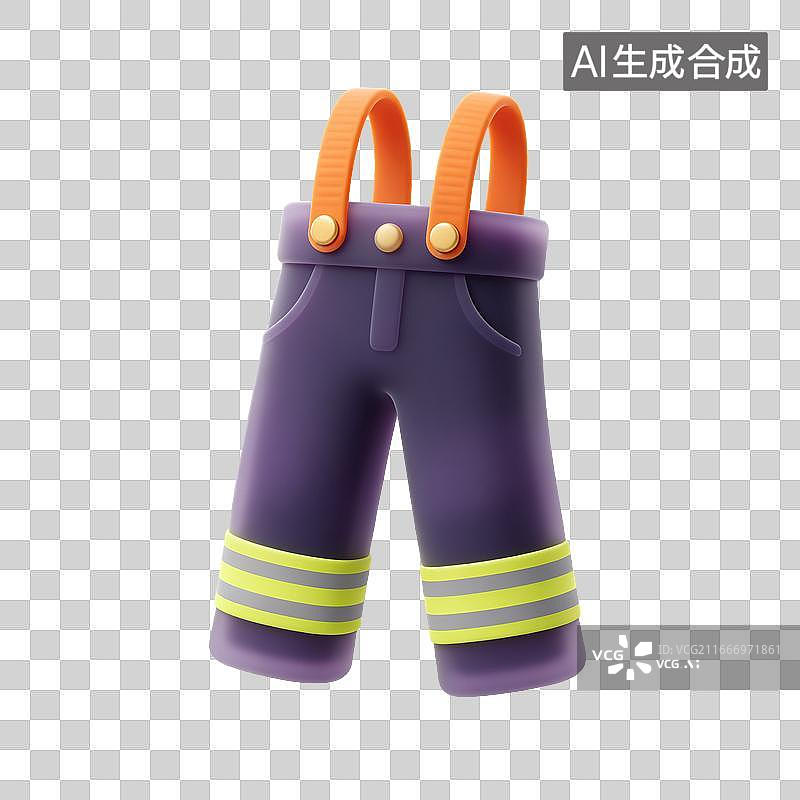 【AI数字艺术】3D磨砂玻璃材质消防工作背带裤元素图片素材