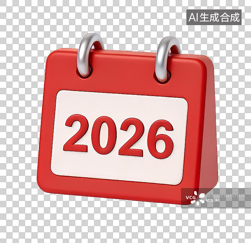 【AI数字艺术】红色卡通2026元素图片素材