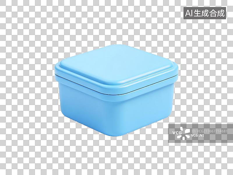 【AI数字艺术】浅蓝色方形带盖塑料收纳盒图片素材