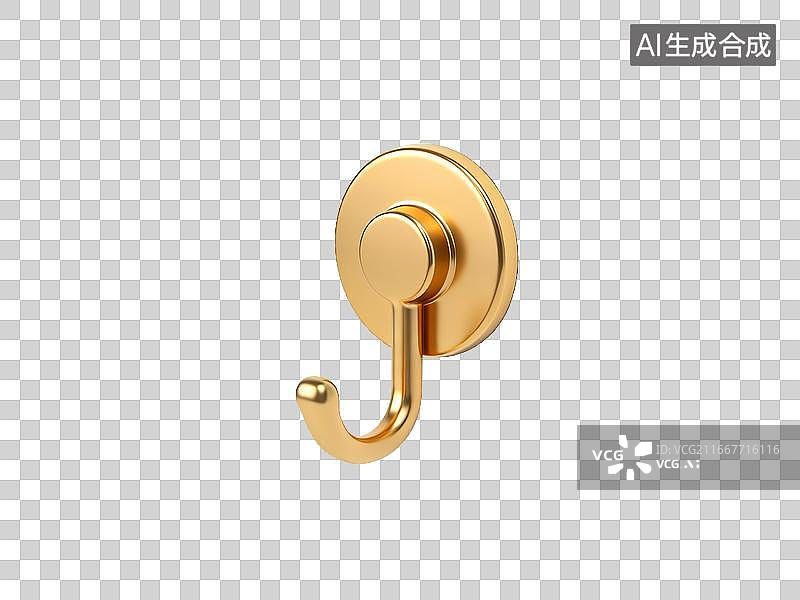 【AI数字艺术】金色圆形吸盘挂钩挂件图片素材
