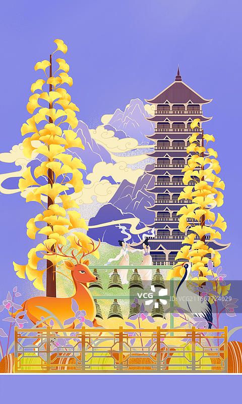 霜降二十四节气随州文旅国风插画图片素材