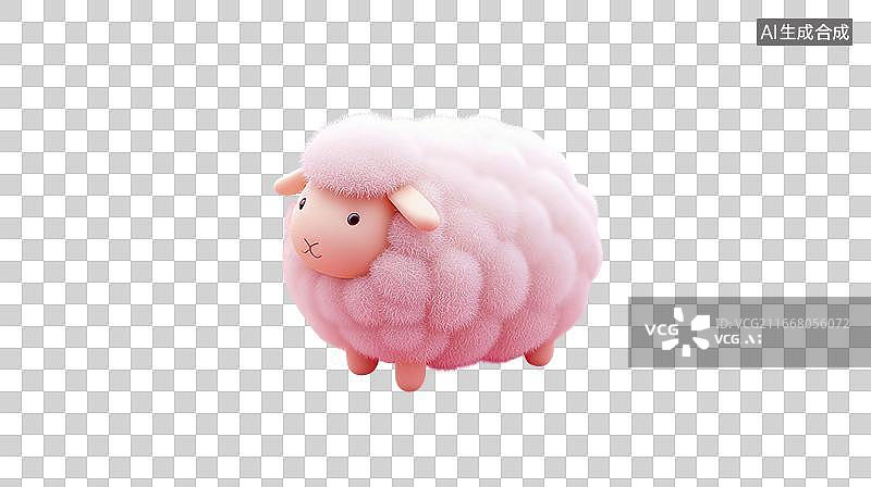 【AI数字艺术】可爱毛绒绒绵羊3D小羊造型玩具羊年生肖节日装饰免抠图形图片素材