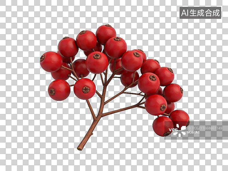 【AI数字艺术】红色浆果簇生在棕色枝条上图片素材