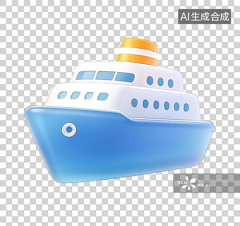 【AI数字艺术】卡通游轮元素图片素材