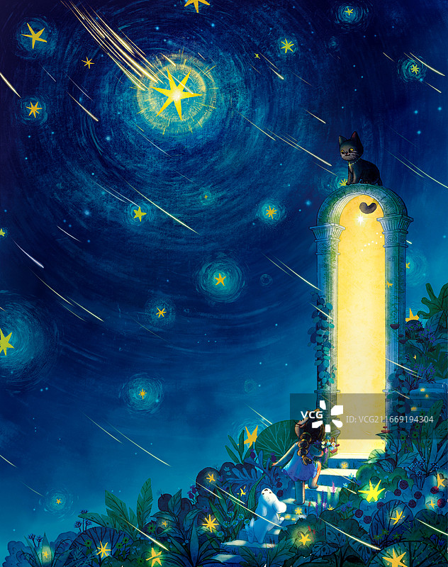 星穹引阶之门清新治愈系儿童插画图片素材
