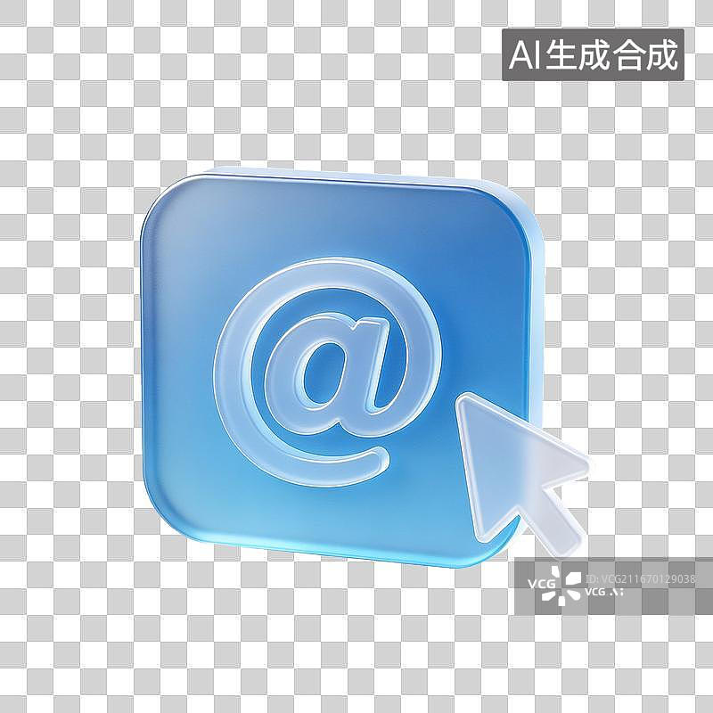 【AI数字艺术】3D磨砂玻璃材质@符号与鼠标光标元素图片素材