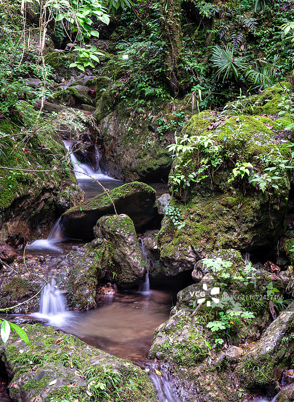 青城后山白云古寨白云山庄至翠映湖沿途风景水帘洞天桥图片素材