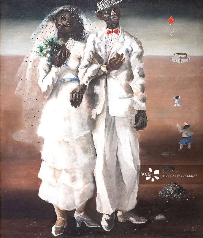 国家博物馆波尔蒂纳里艺术展《乡村婚礼》1944年布面油画98x79cm罗纳尔多•塞萨尔•科埃略藏图片素材