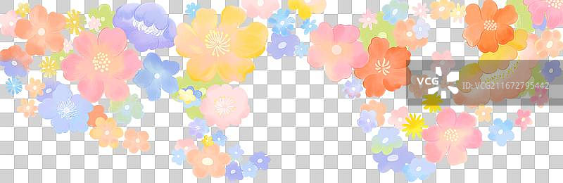 漂浮的彩色花朵花簇繁花梦幻清新肌理插画图片素材