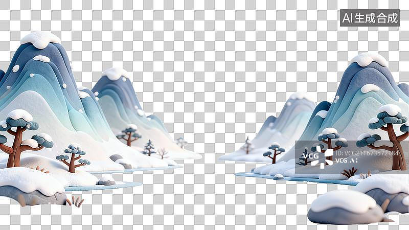 【AI数字艺术】雪覆山林静谧冬景图片素材
